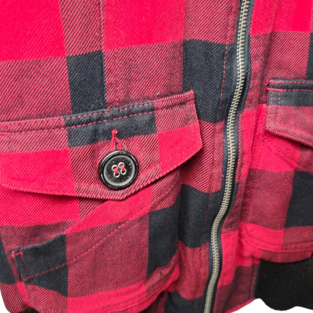 FOX Racing Girls Size Small Red and Black Plaid Faux Sheerling Jacket. - Picture 4 of 10
